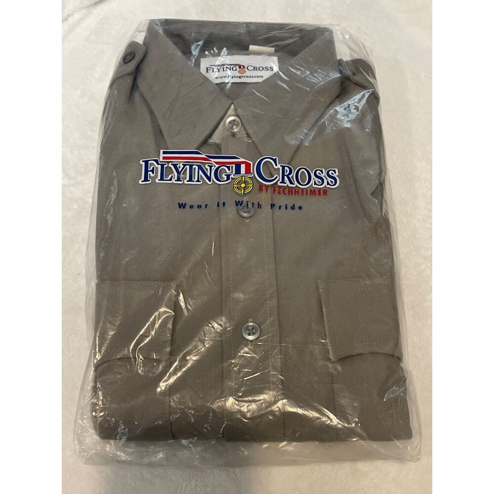 NWT Flying Cross Poly/Rayon LS Police Shirt Mens 15.5-36/37 Silver Grey 45W6651 - Picture 3 of 3